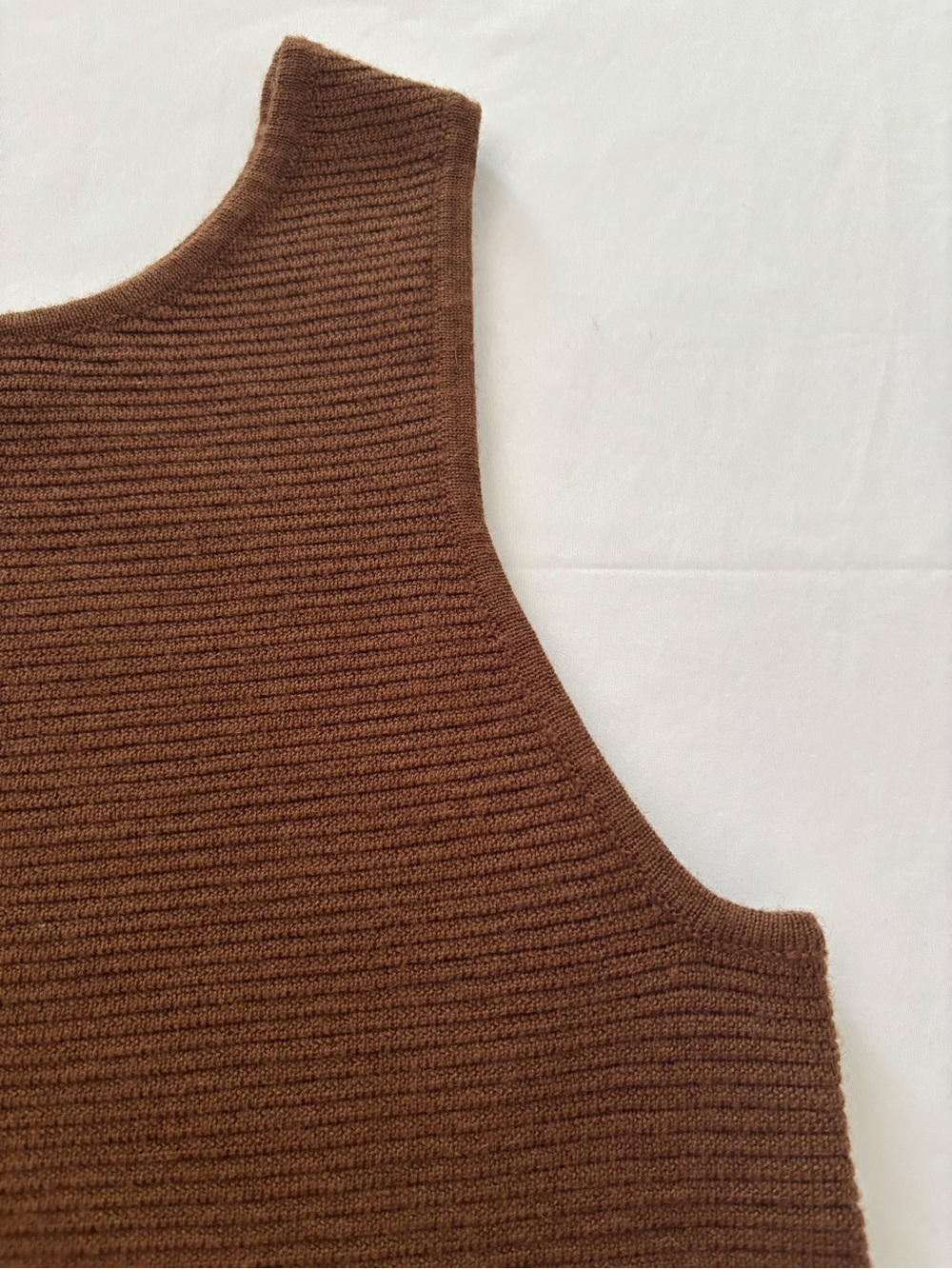 ANIMALE Brown Ribbed Knit Sleeveless Top Tank Zipper Accent Size Medium - Picture 3 of 7
